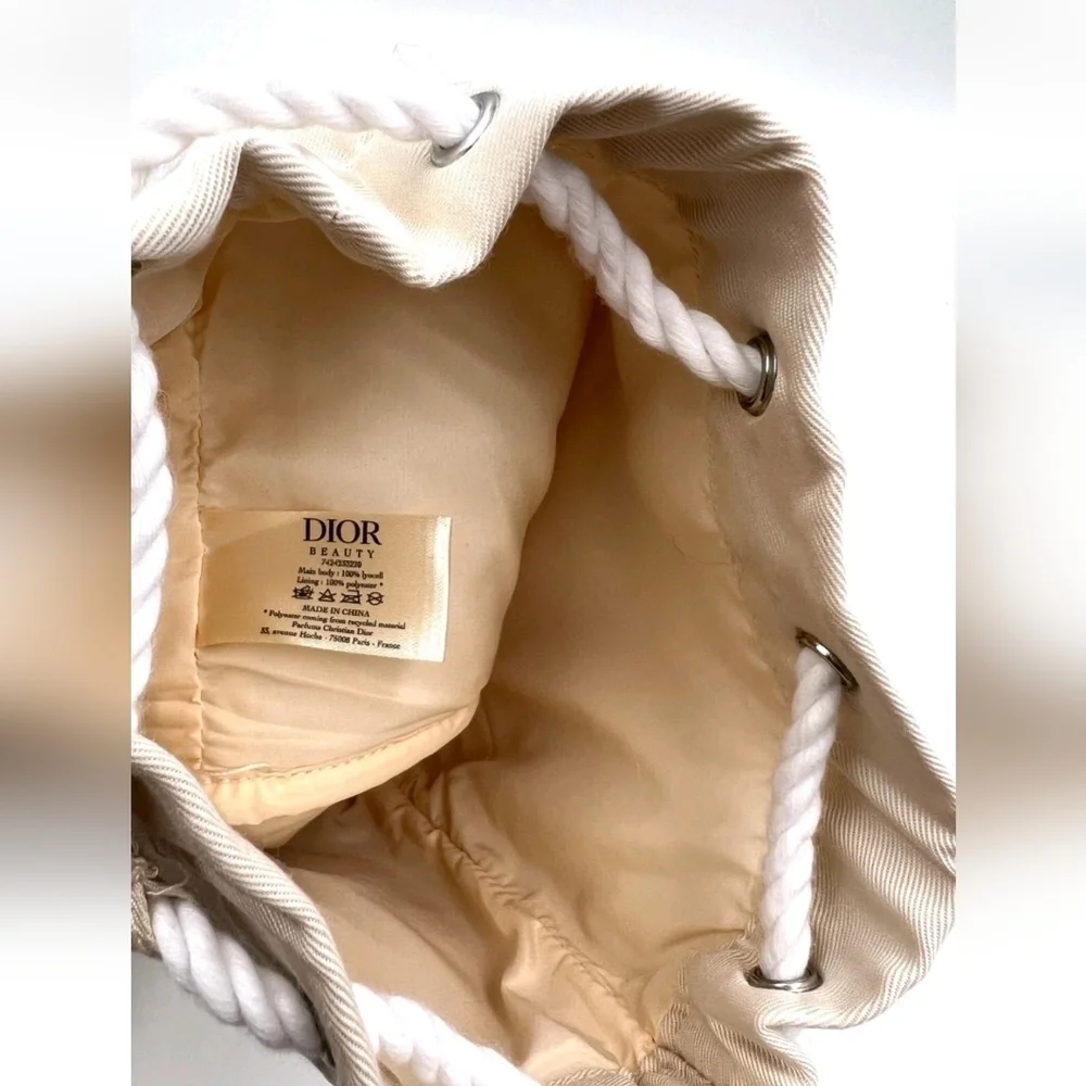 DIOR Cream Mini Bucket Bag with Drawstring, New! - Picture 4 of 5